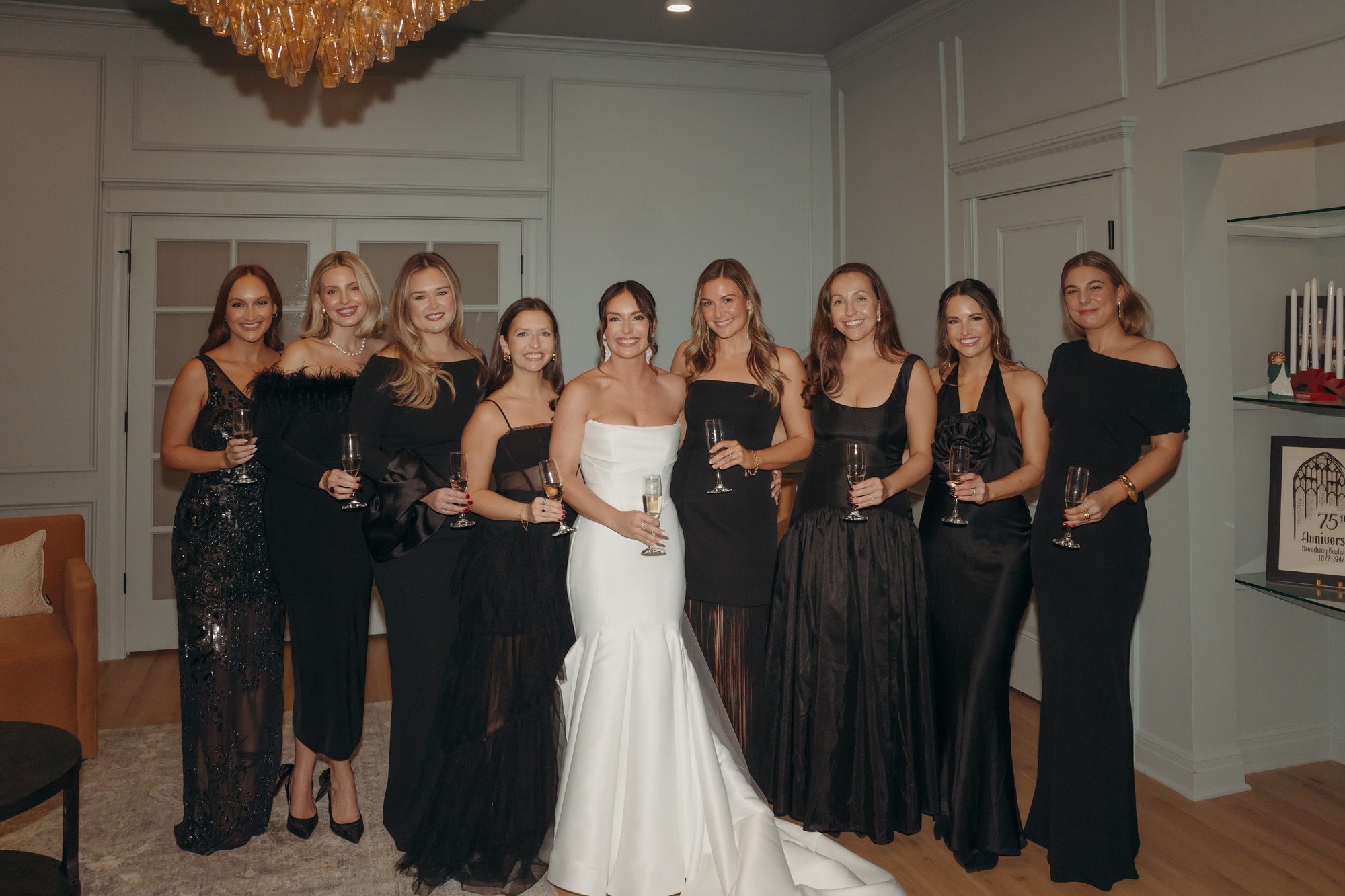 Wedding party portrait in the Melrose Abbey chapel