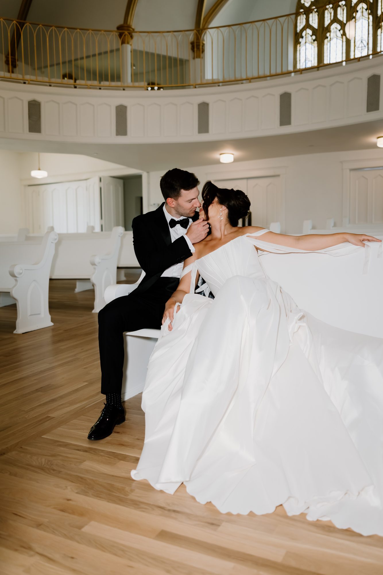 Wedding portrait in the Gothic architecture of Melrose Abbey Kansas City