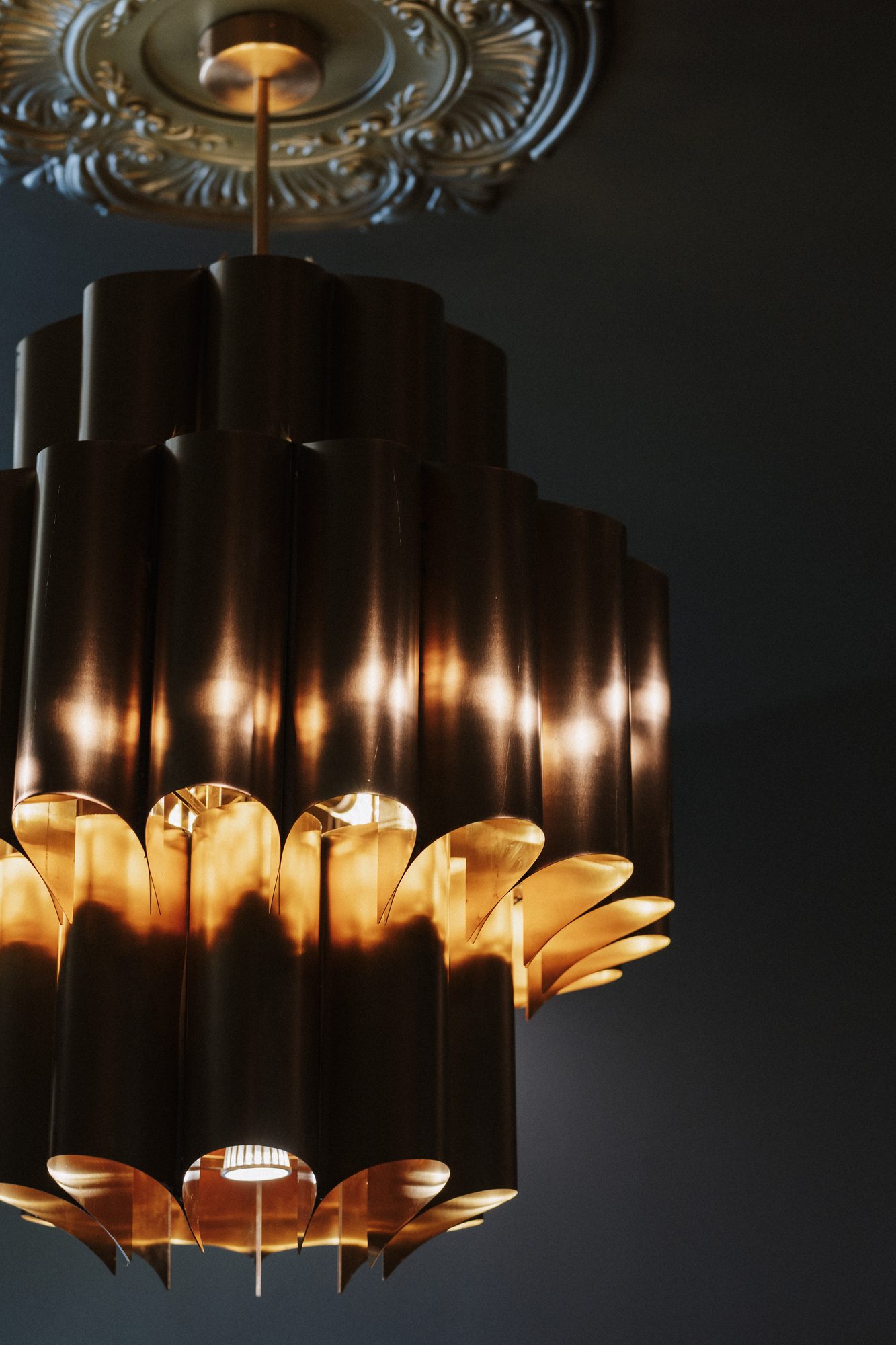 Lighting detail against dark panelling at Melrose Abbey, a Kansas City photo location